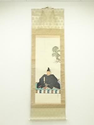 春園筆　天神図　肉筆絹本掛軸